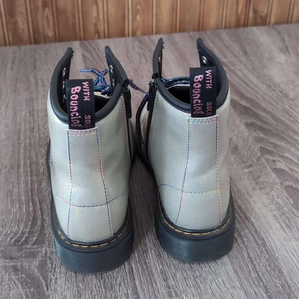Dr Martens 1460 Sparkle Rays Silver Glitter Combat Boot Size Women's 4M